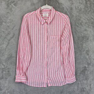 Maison 123 Paris Shirt Womens FR 40 Pink White Striped Button Down Long Sleeve